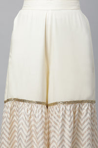 White Single Tier Liva Sharara