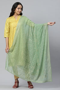 Blue Placement Print Silver Chiffon Dupatta