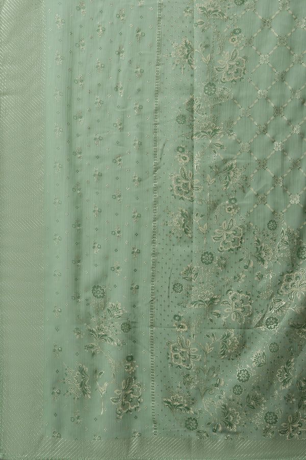Pista Green Printed Silver Chiffon Dupatta