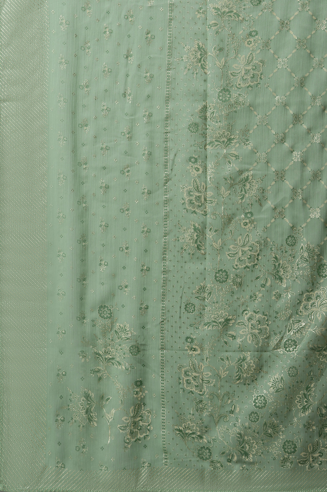 Light Green Floral Zari Print Chiffon Dupatta