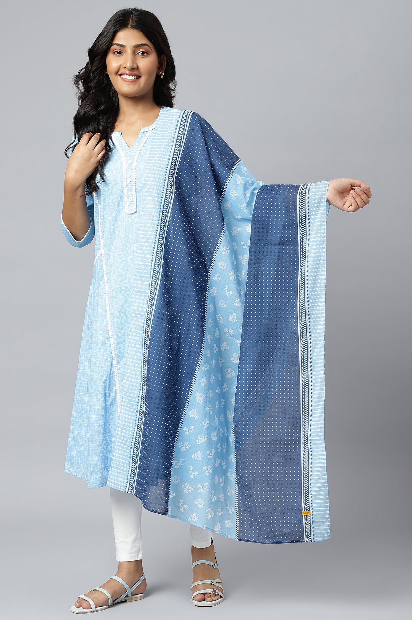 Blue Ethnic Printed Dupatta