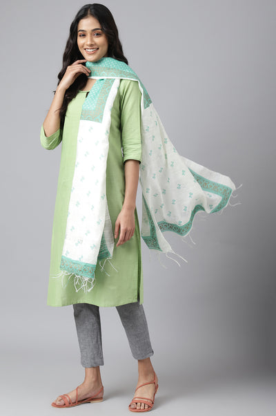 Green Printed Women Dupatta