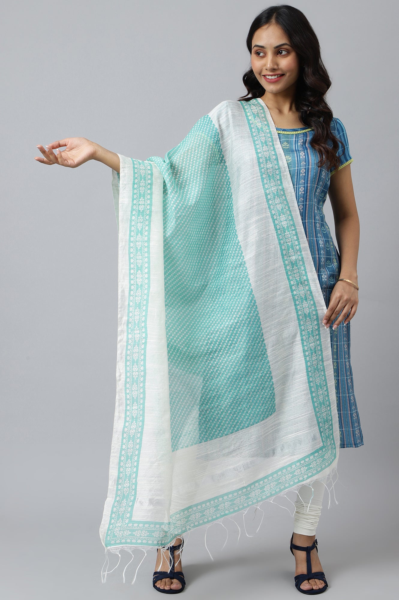 Green Printed Women Dupatta