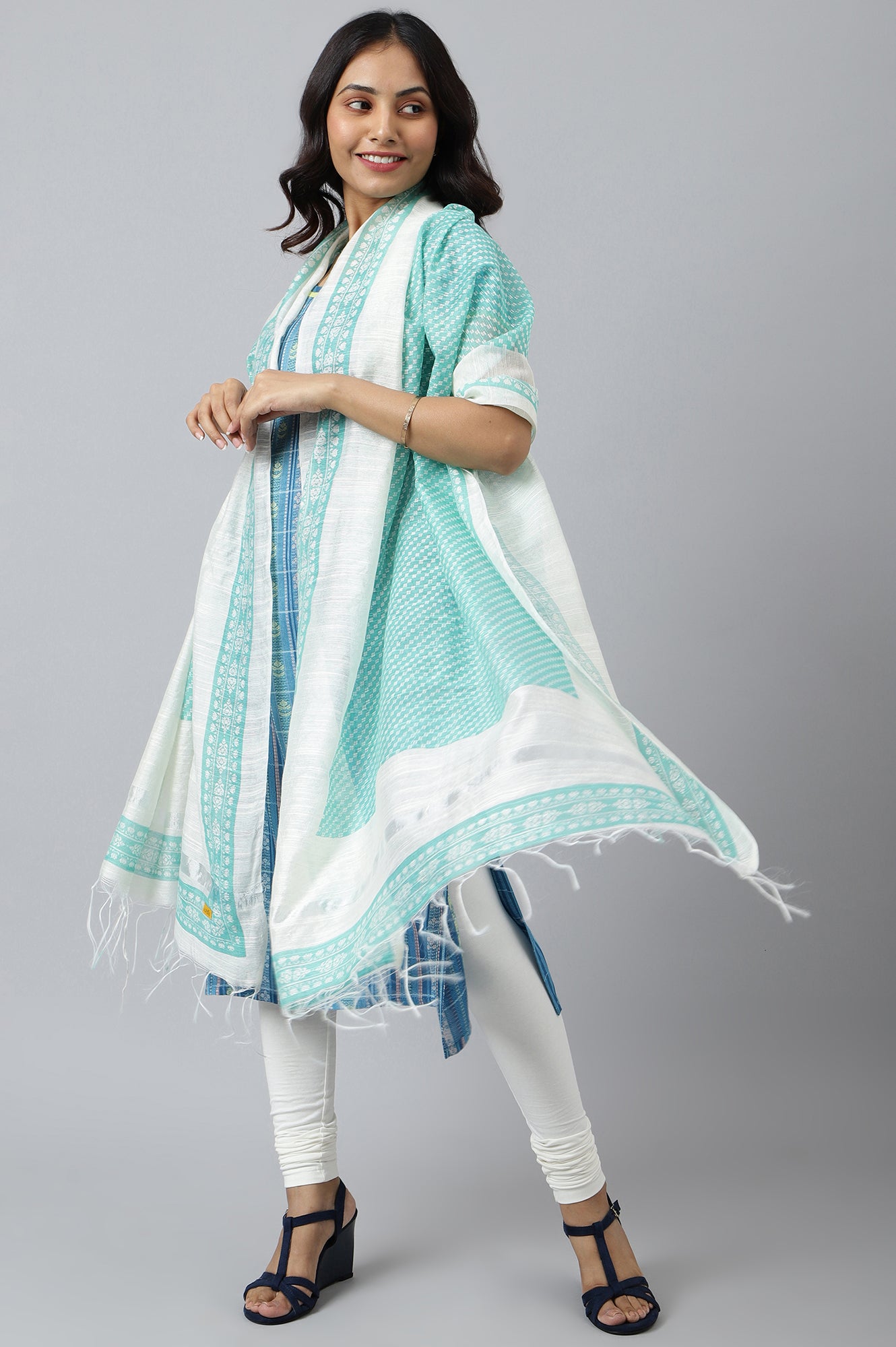 Green Printed Women Dupatta