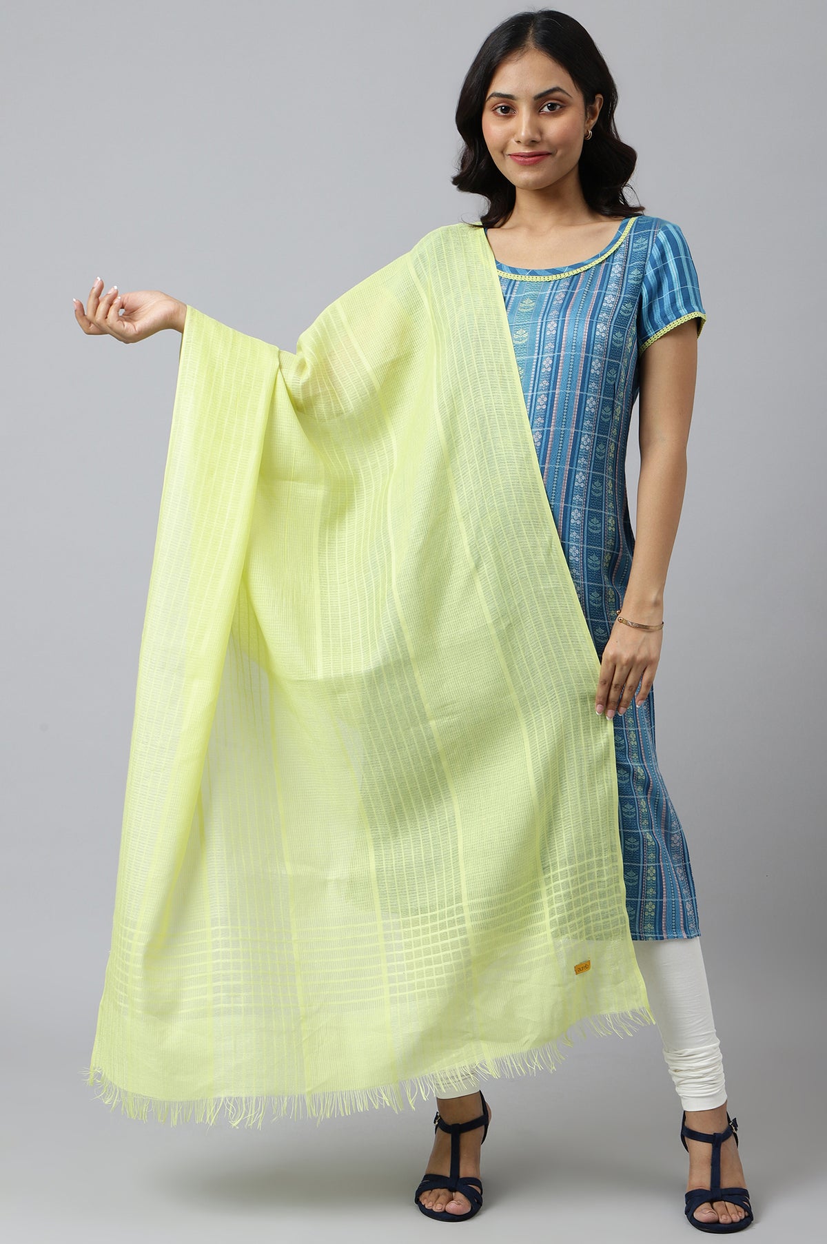 Lemon Yellow Yarn-Dyed Dupatta - FS