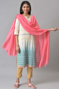 Pink Yarn-Dyed Dupatta