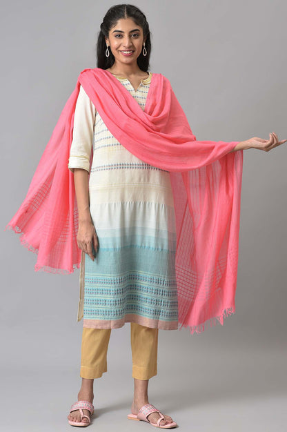 Pink Yarn-Dyed Dupatta