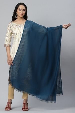 Dark Teal Yarn-Dyed Dupatta - FS