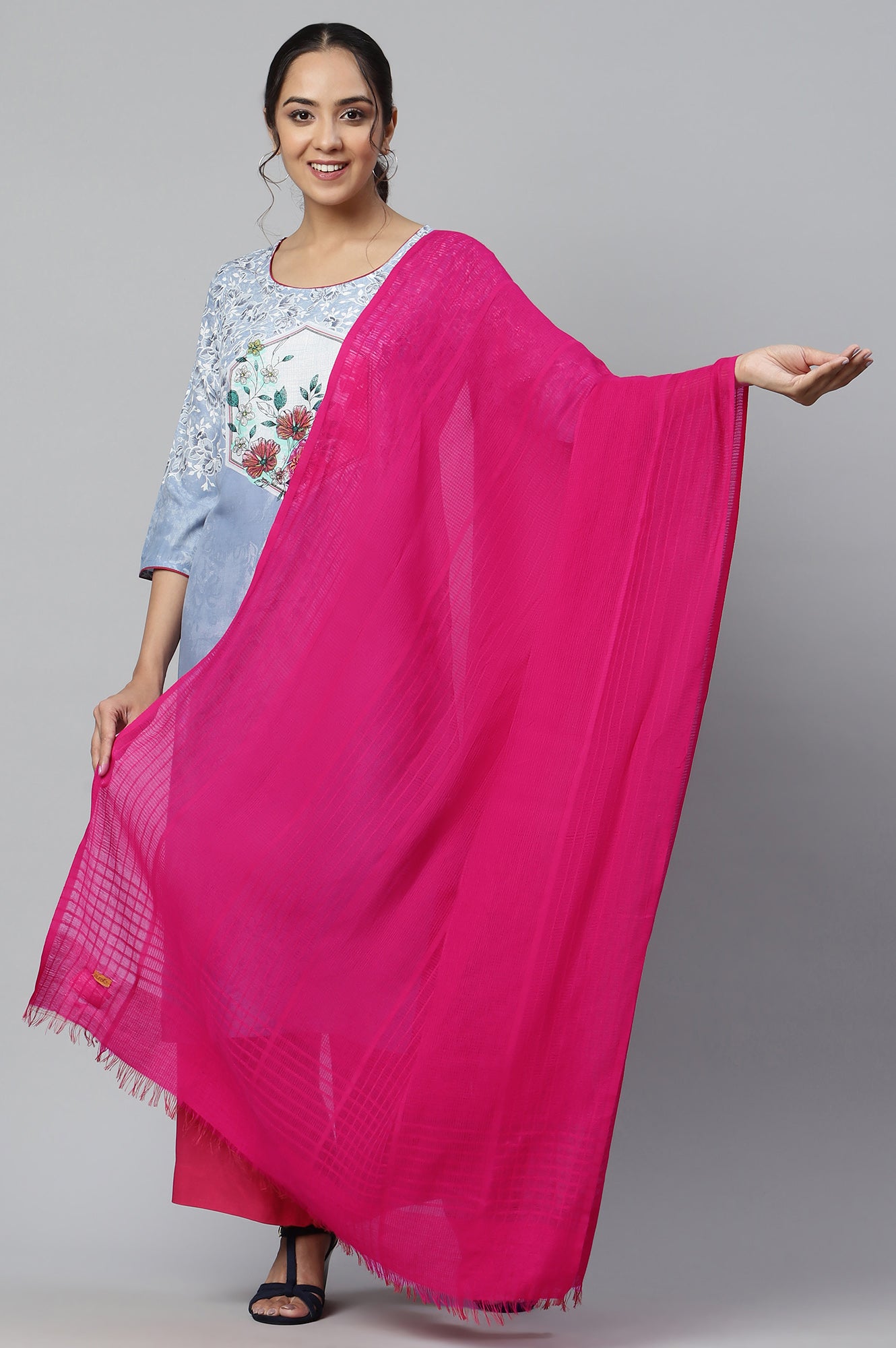 Pink Cotton Viscose Dupatta