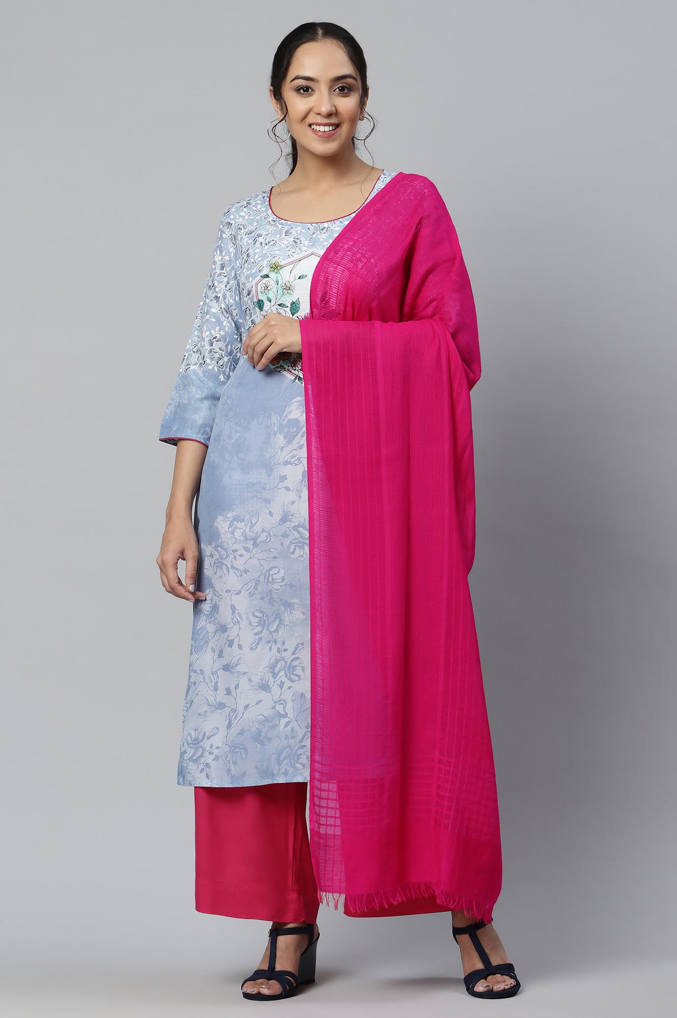 Pink Cotton Viscose Dupatta