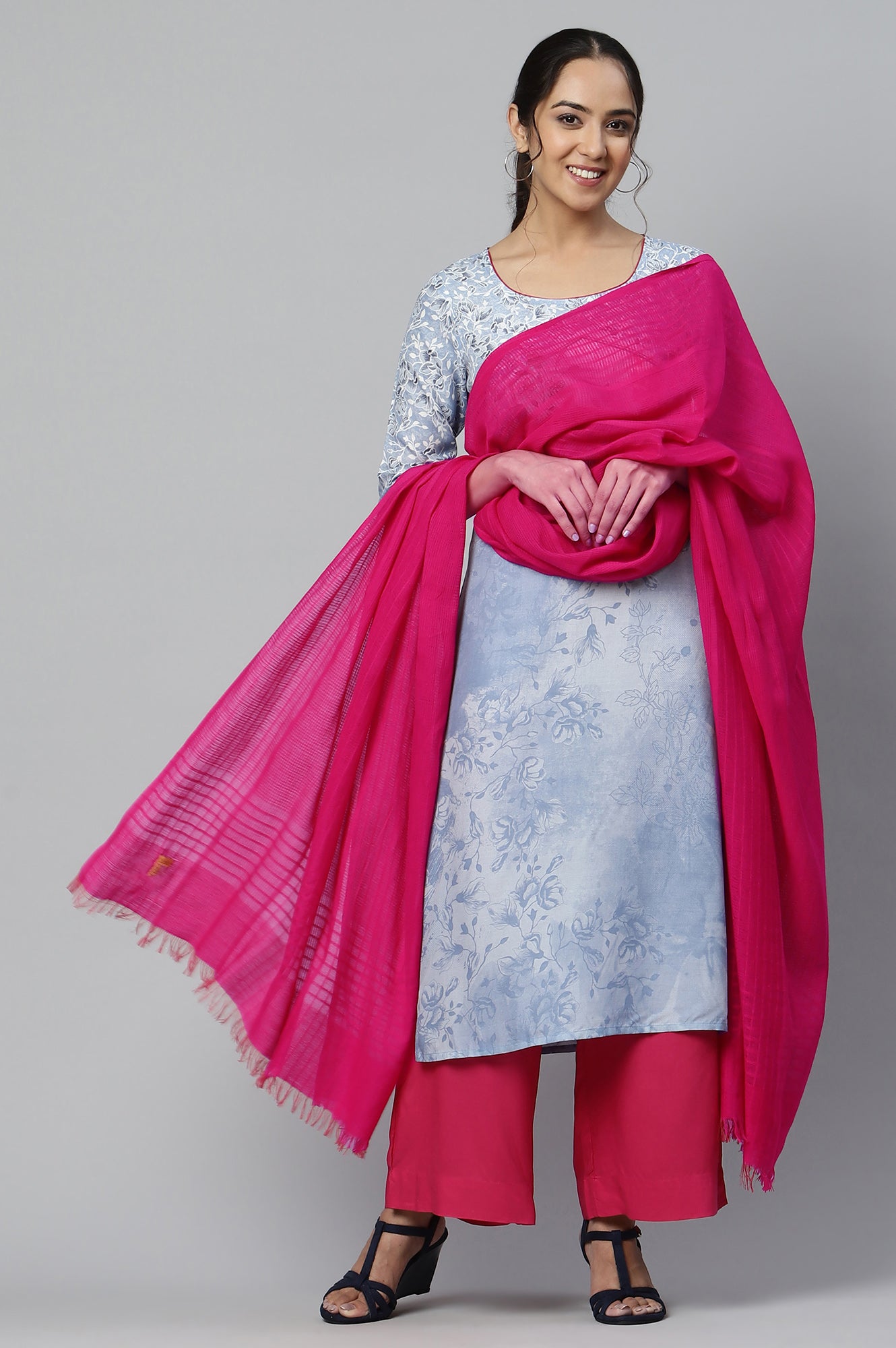 Pink Cotton Viscose Dupatta