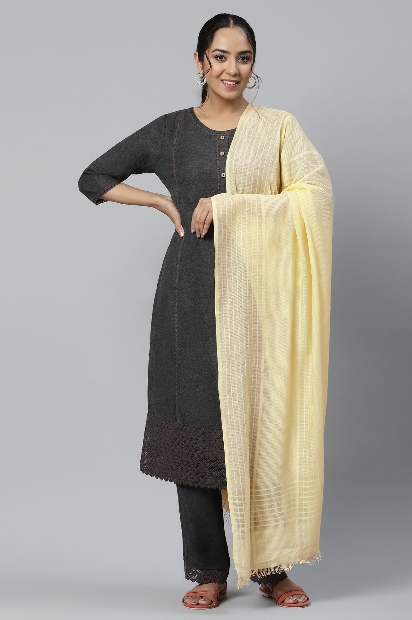 Yellow Cotton Viscose Dupatta