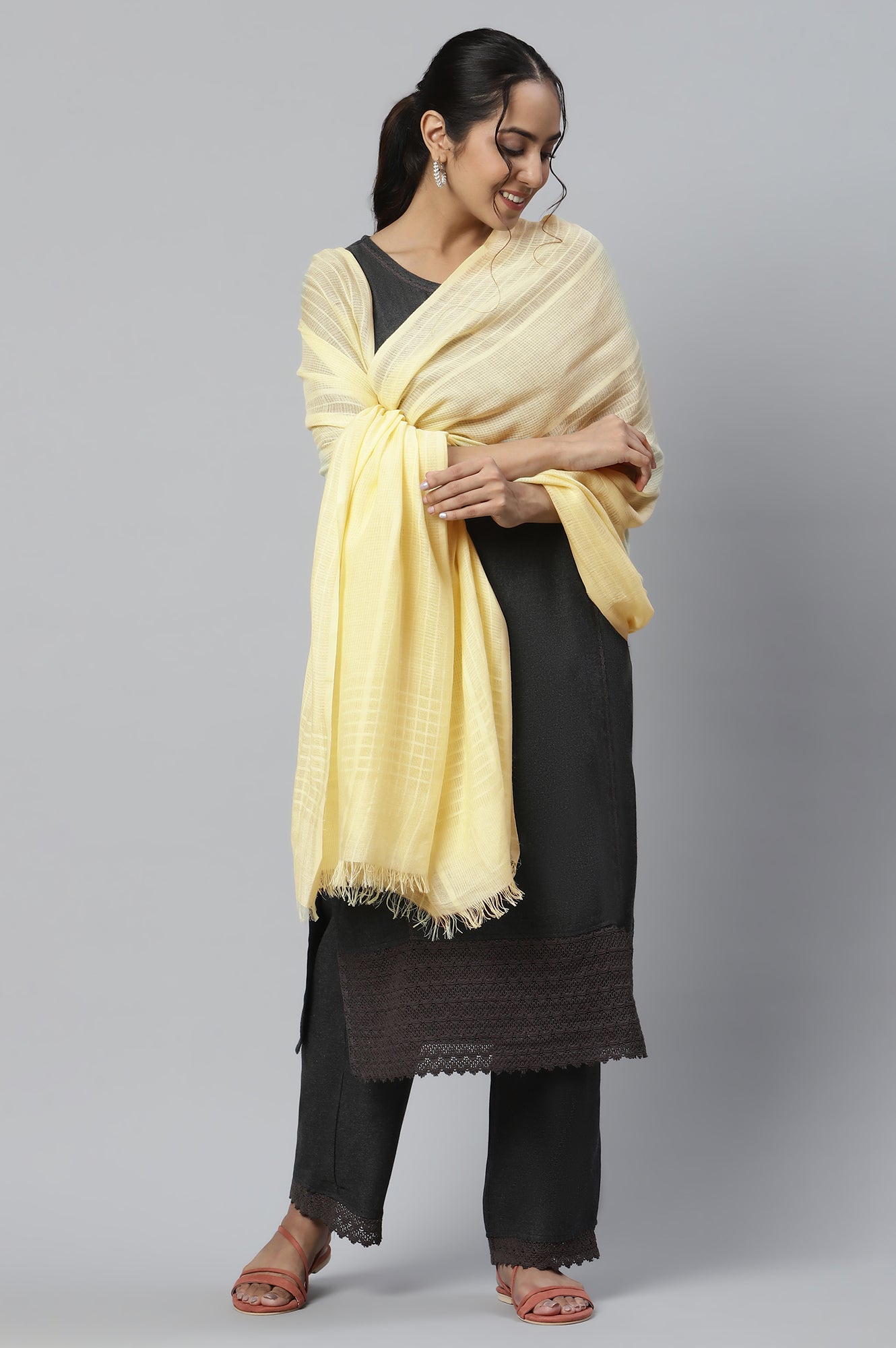 Yellow Cotton Viscose Dupatta