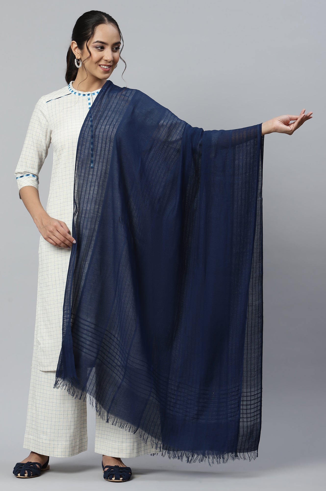 Blue Cotton Viscose Dupatta