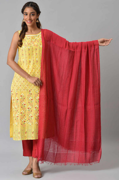 Red Yarn-dyed Woven Dupatta