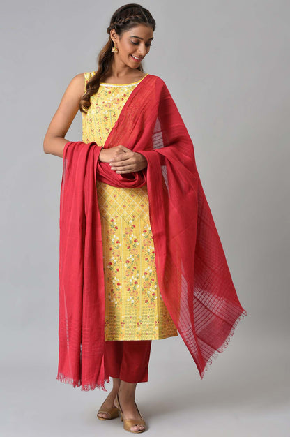 Red Yarn-dyed Woven Dupatta