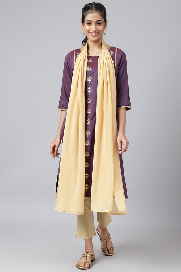 Gold Solid Georgette Dupatta