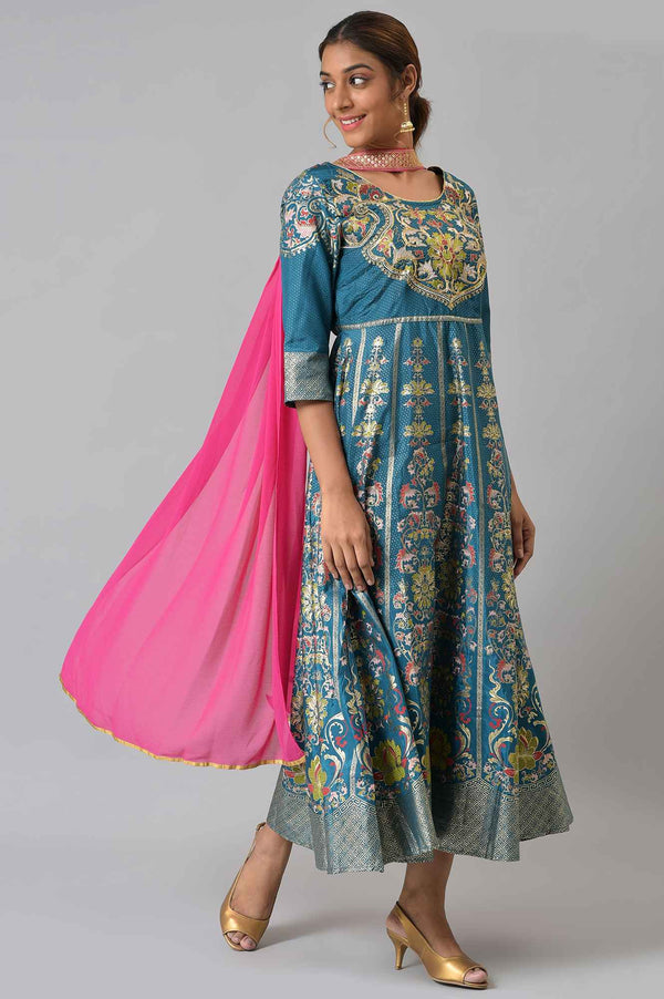 Pink Chocker Neck Georgette Dupatta