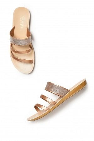 Aurelia Textured Gold Glitter Almond Toe Flat