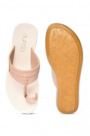 Aurelia Blush Textured Almond Toe Flat