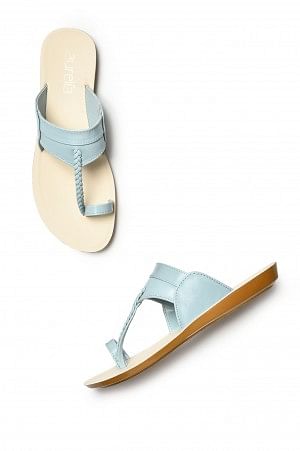 Aurelia Sky Blue Textured Almond Toe Flat