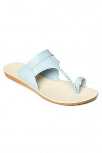 Aurelia Sky Blue Textured Almond Toe Flat