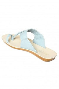 Aurelia Sky Blue Textured Almond Toe Flat