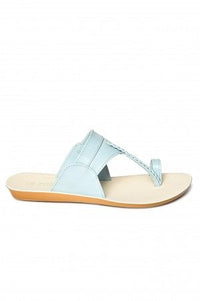 Aurelia Sky Blue Textured Almond Toe Flat