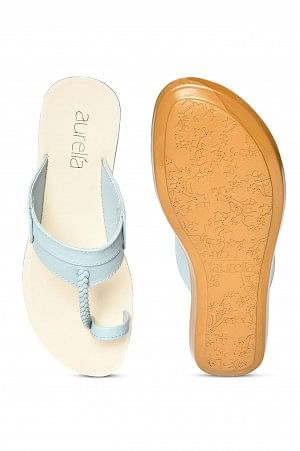 Aurelia Sky Blue Textured Almond Toe Flat