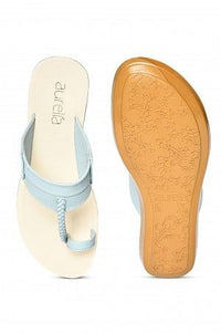Aurelia Sky Blue Textured Almond Toe Flat