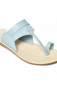 Aurelia Sky Blue Textured Almond Toe Flat