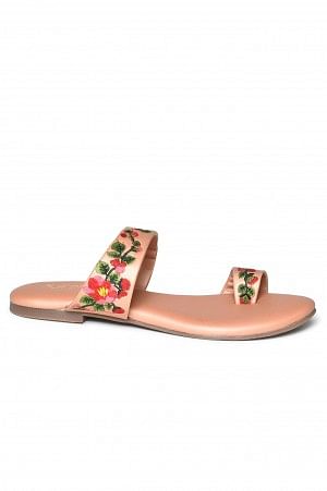 Aurelia Embroidered Rose Gold Almond Flat