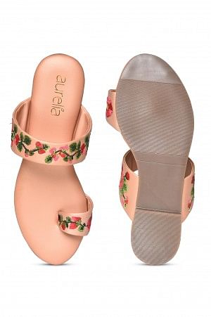 Aurelia Embroidered Rose Gold Almond Flat