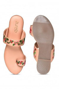 Aurelia Embroidered Rose Gold Almond Flat