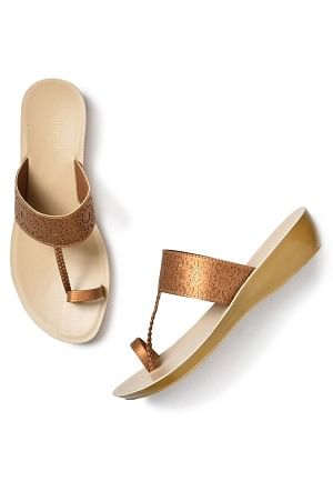 Aurelia Laser Cut Antique Gold Almond Wedge