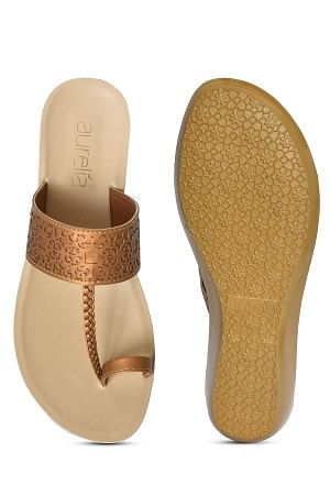 Aurelia Laser Cut Antique Gold Almond Wedge