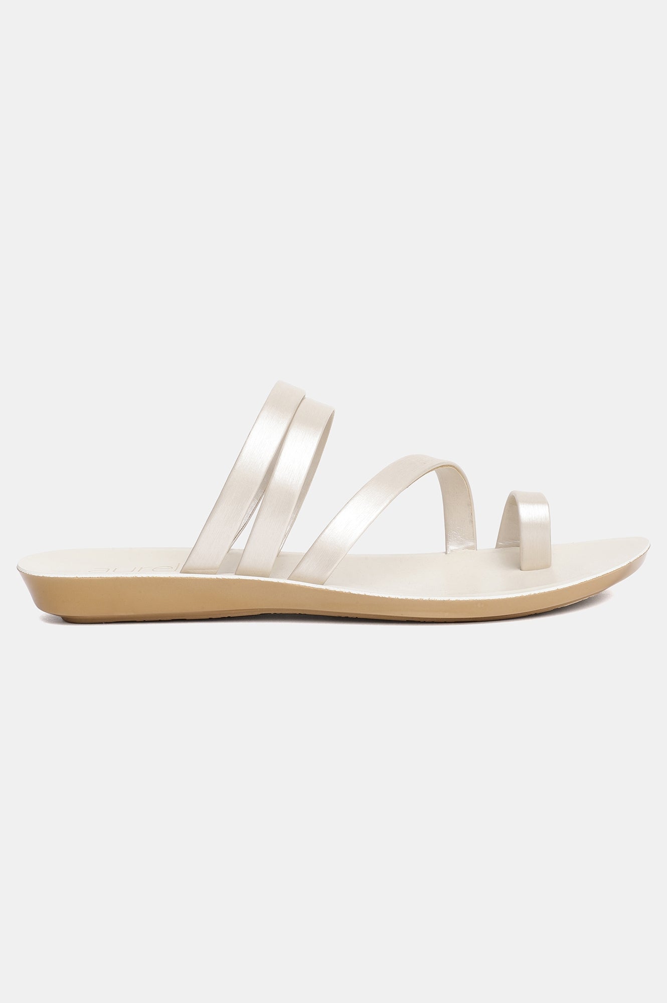 Aurelia Off White Solid Almond Toe Flat-ZKARSYN