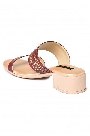 Aurelia Laser Cut Burgundy Square Block Heel