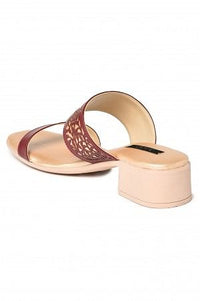 Aurelia Laser Cut Burgundy Square Block Heel