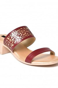 Aurelia Laser Cut Burgundy Square Block Heel