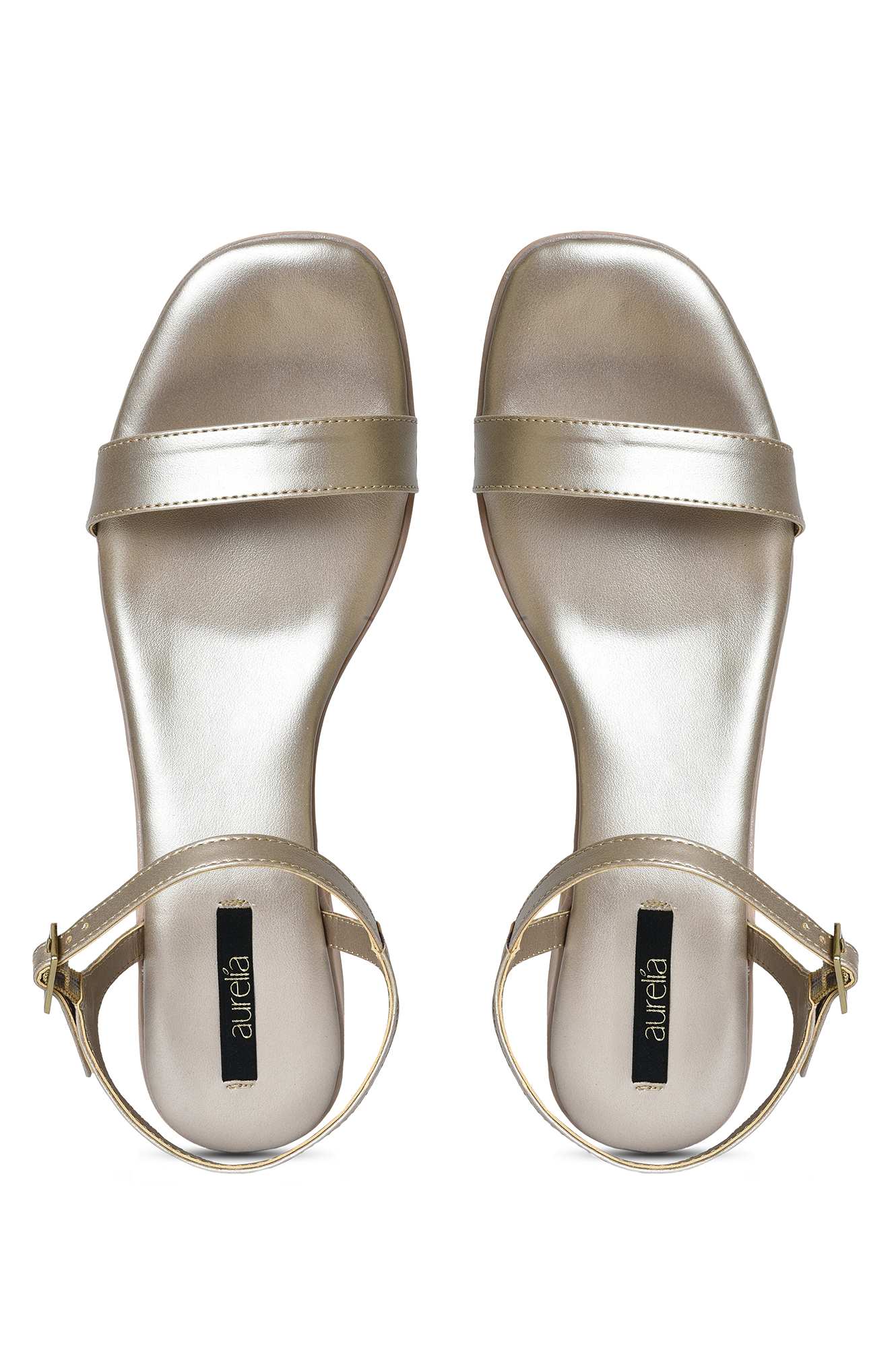 Buy Aurelia Solid Light Gold Square Block Heel Online for