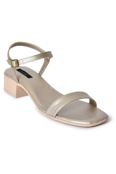 Aurelia Solid Light Gold Square Block Heel