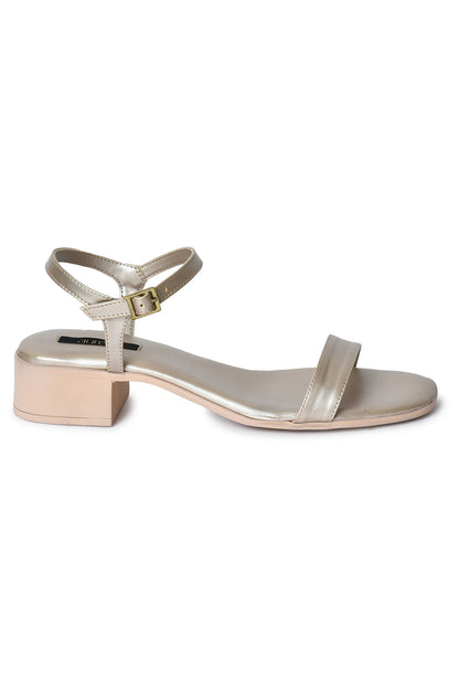 Aurelia Solid Light Gold Square Block Heel