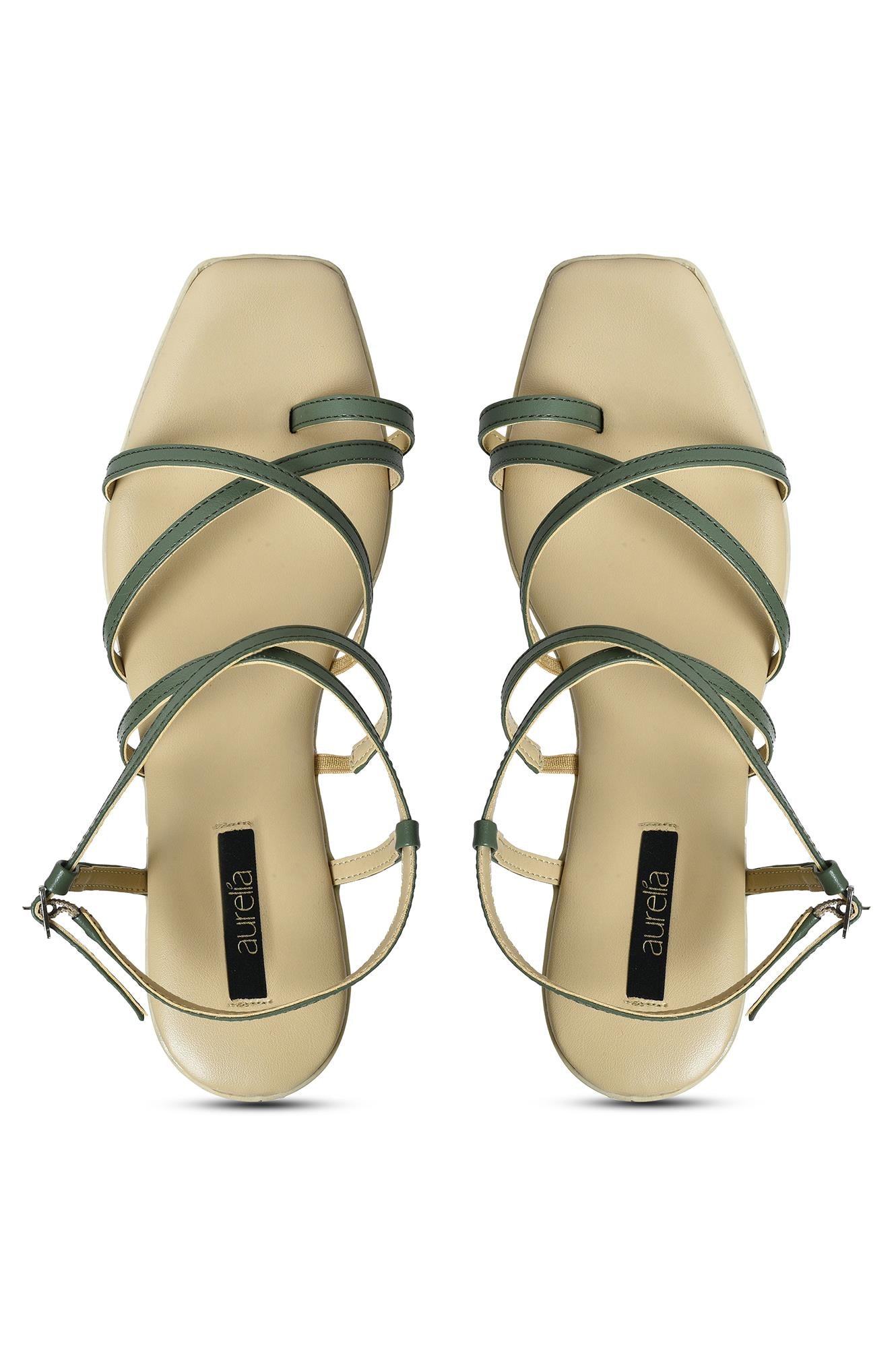 Aurelia Solid Green Square Wedge