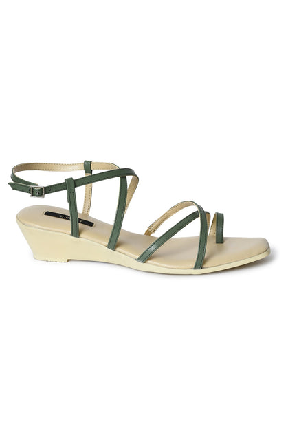 Aurelia Solid Green Square Wedge