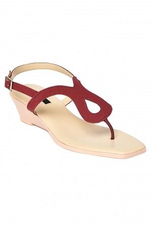Buy Aurelia Solid Burgundy Square Wedge Online for Woman