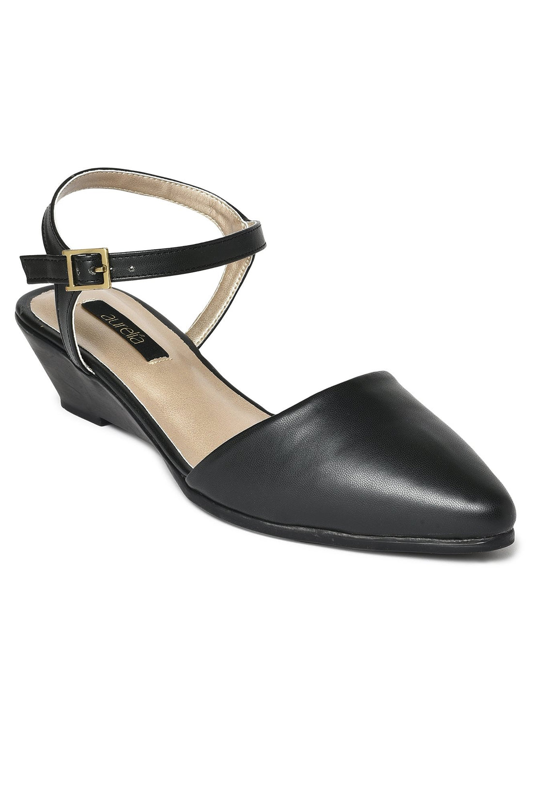 Aurelia Solid Black Pointed Wedge