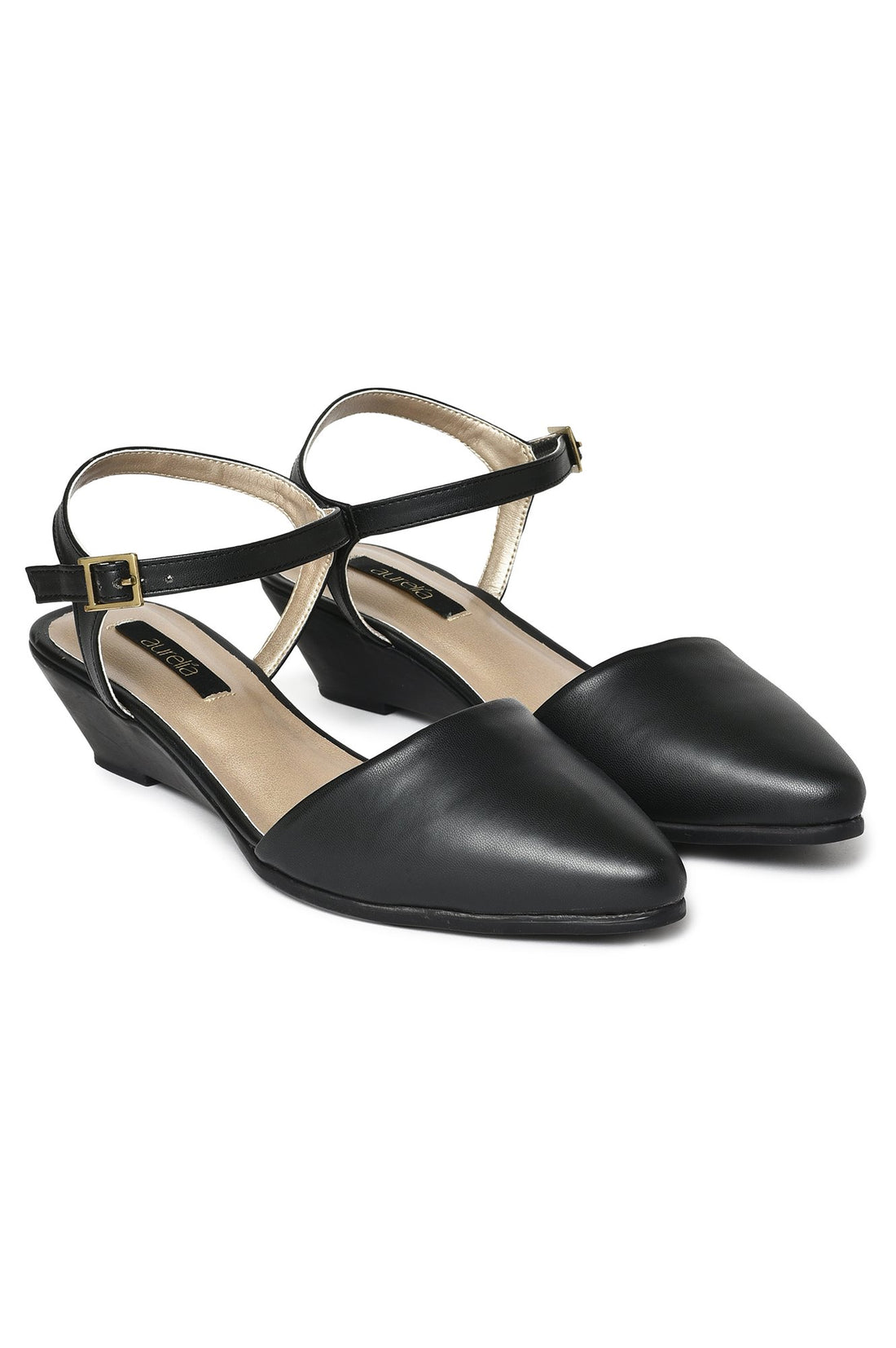 Aurelia Solid Black Pointed Wedge