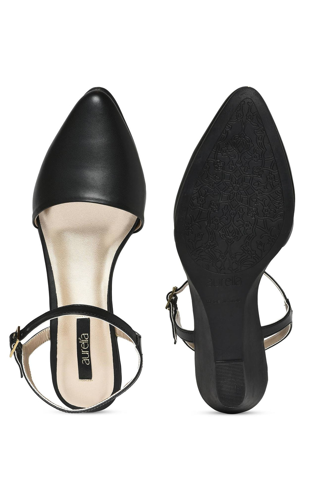 Aurelia Solid Black Pointed Wedge