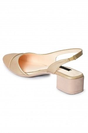 Aurelia Textured Beige Pointed Block Heel